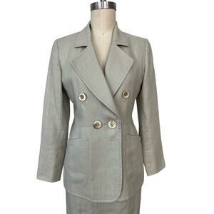 YSL Suit 36 US 4 Yves Saint Laurent Rive Gauche Vintage Blazer Skirt Linen Suit